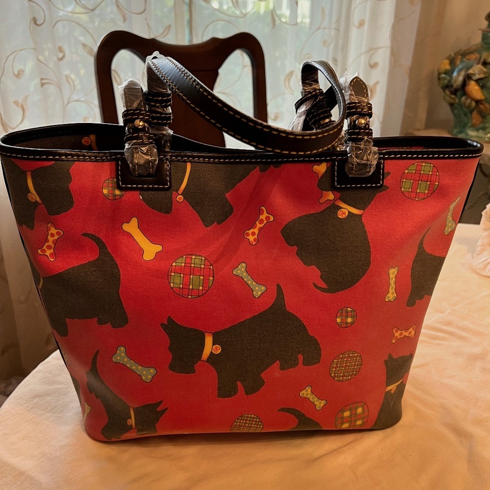 DOONEY & BOURKE Scotties Dog Coated Canvas Shoulder Tote Bag